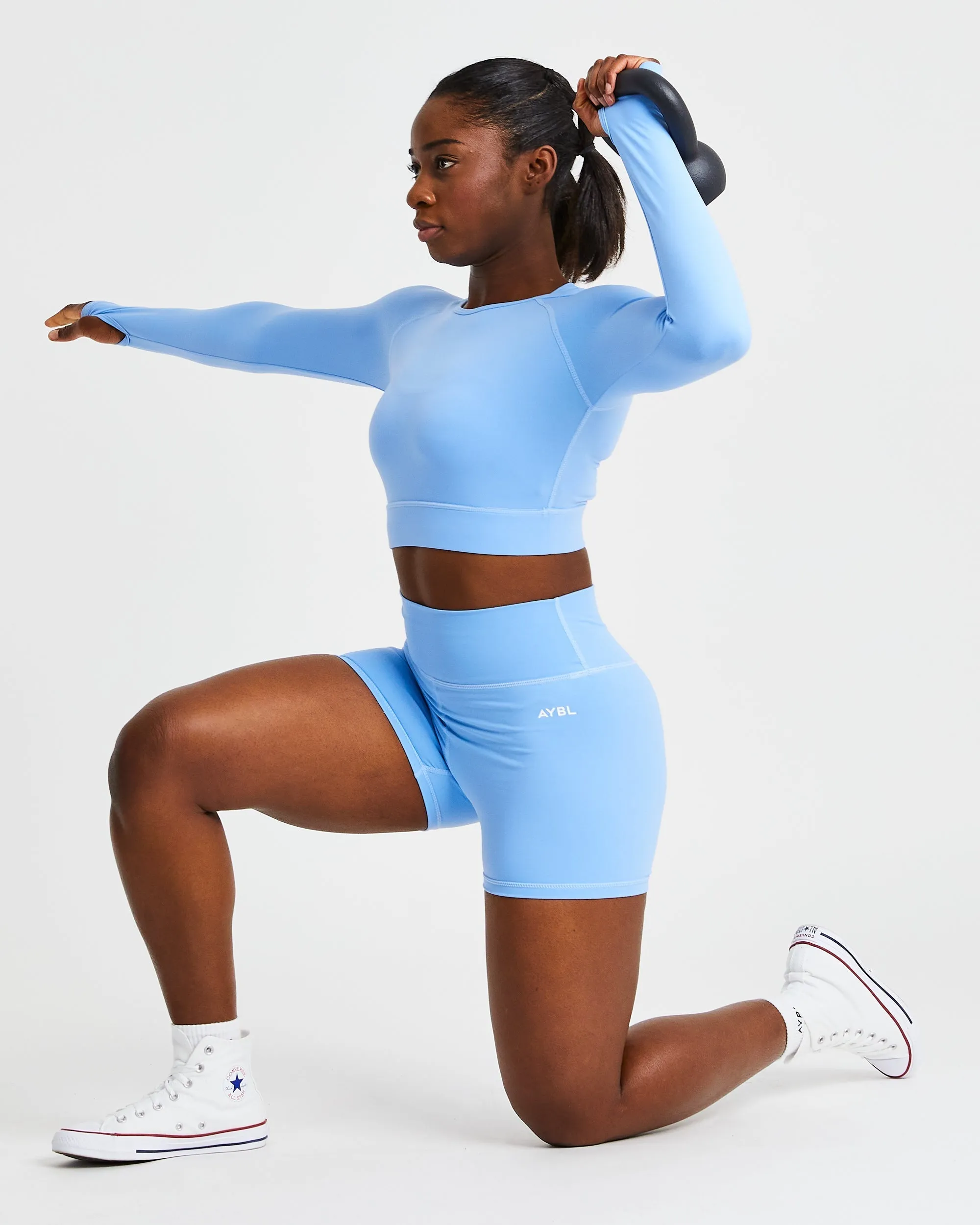 Core Long Sleeve Crop Top - Placid Blue sold by AYBL product image thumbnail 5