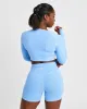 Core Long Sleeve Crop Top - Placid Blue sold by AYBL