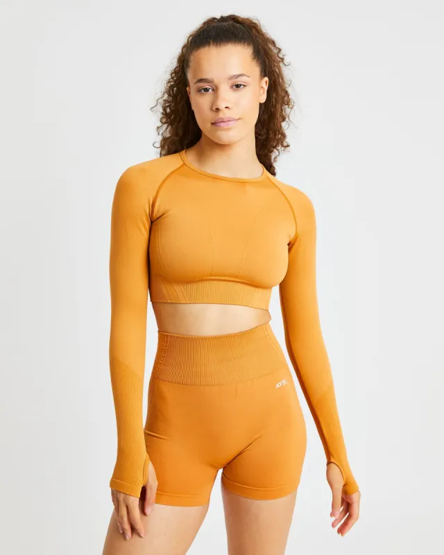 Balance V2 Seamless Long Sleeve Crop Top - Spiced Orange sold by AYBL