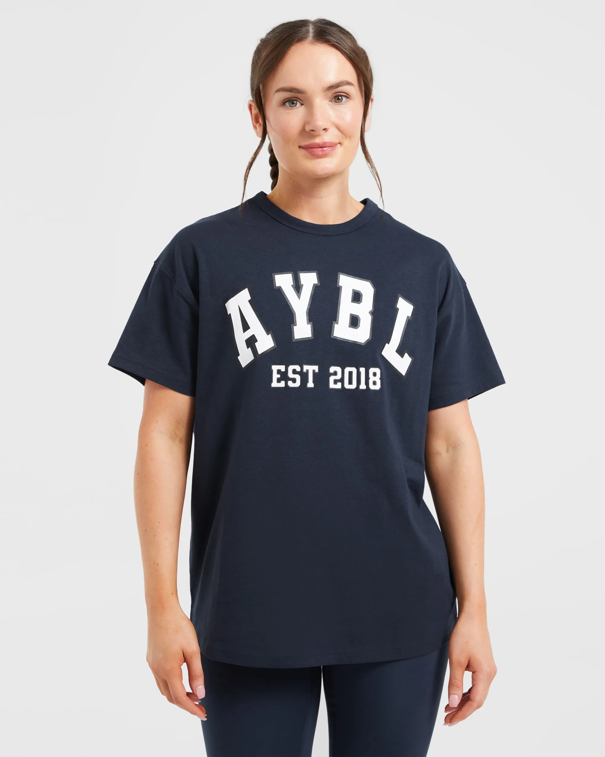 Varsity Oversized T Shirt - Navy sold by AYBL