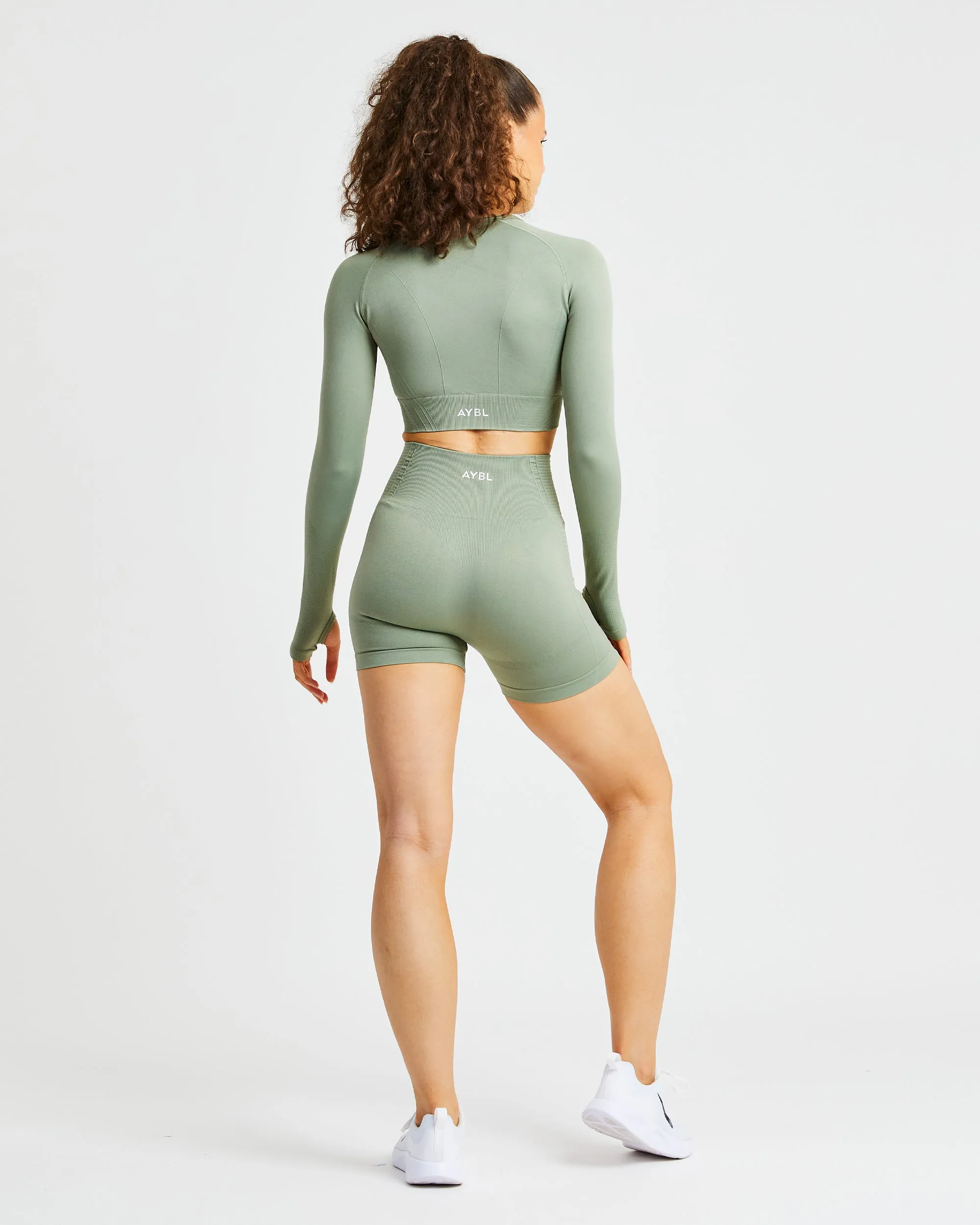 Balance V2 Seamless Long Sleeve Crop Top - Olive Green sold by AYBL product image thumbnail 4