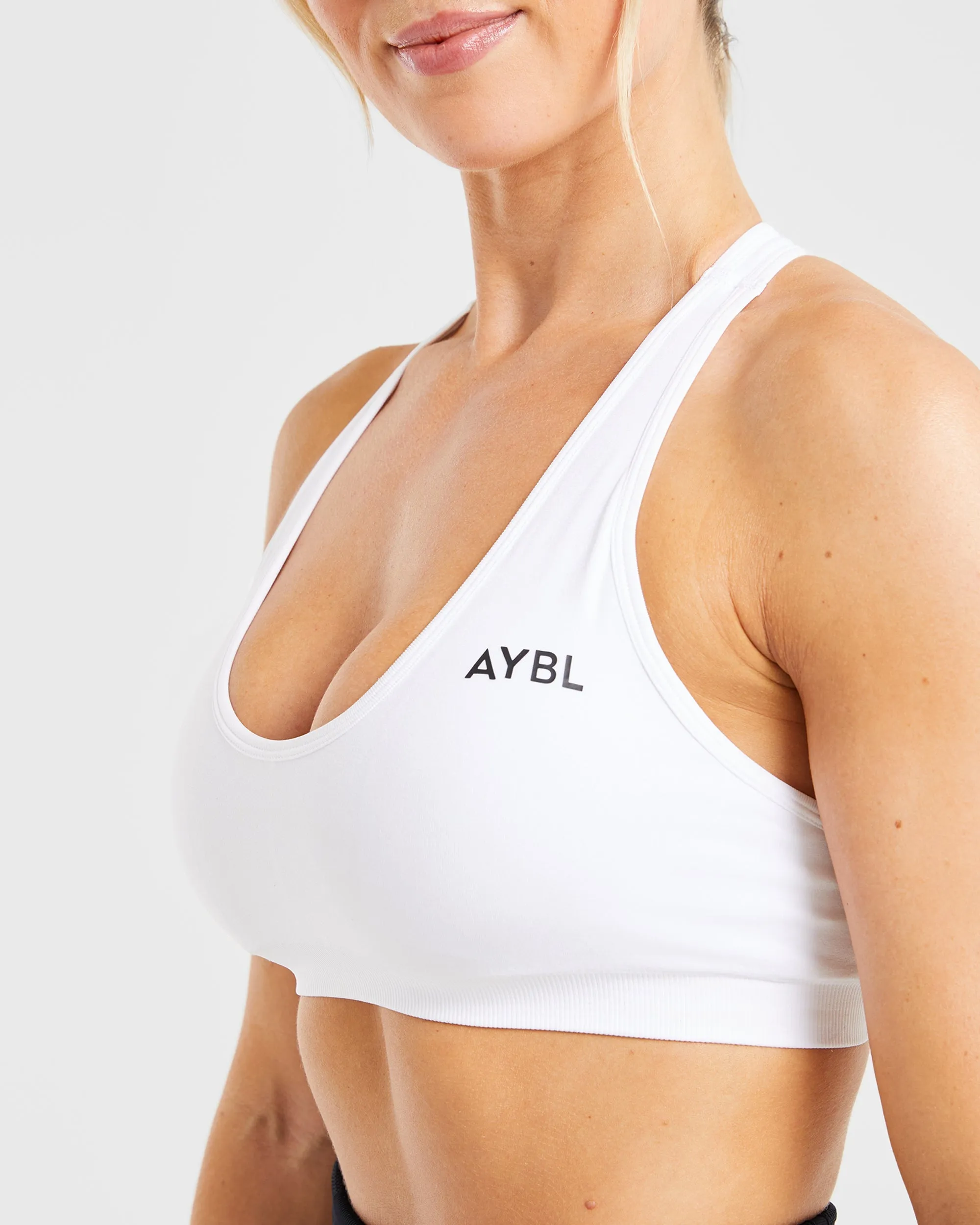 Essential Seamless Racer Back Sports Bra - White sold by AYBL product image thumbnail 5