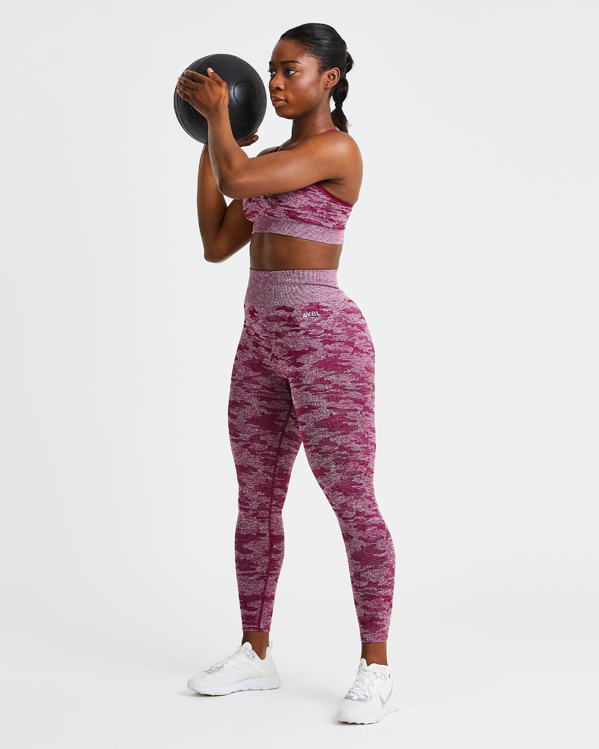 Evolve Camo Seamless Leggings - Burgundy sold by AYBL product image thumbnail 7