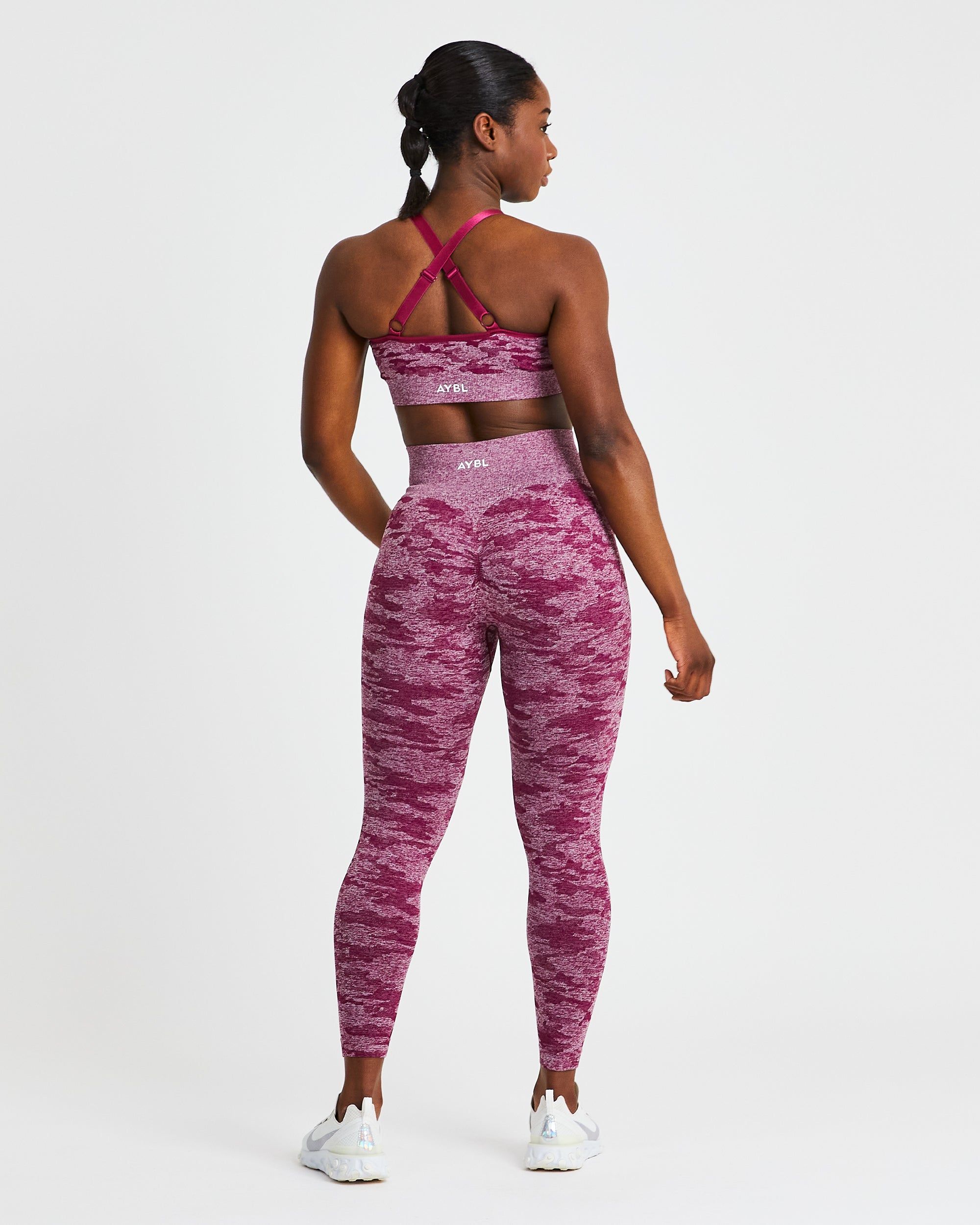 Evolve Camo Seamless Leggings - Burgundy sold by AYBL product image thumbnail 4