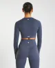 Core Long Sleeve Crop Top - Navy Blue sold by AYBL