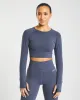 Core Long Sleeve Crop Top - Navy Blue sold by AYBL