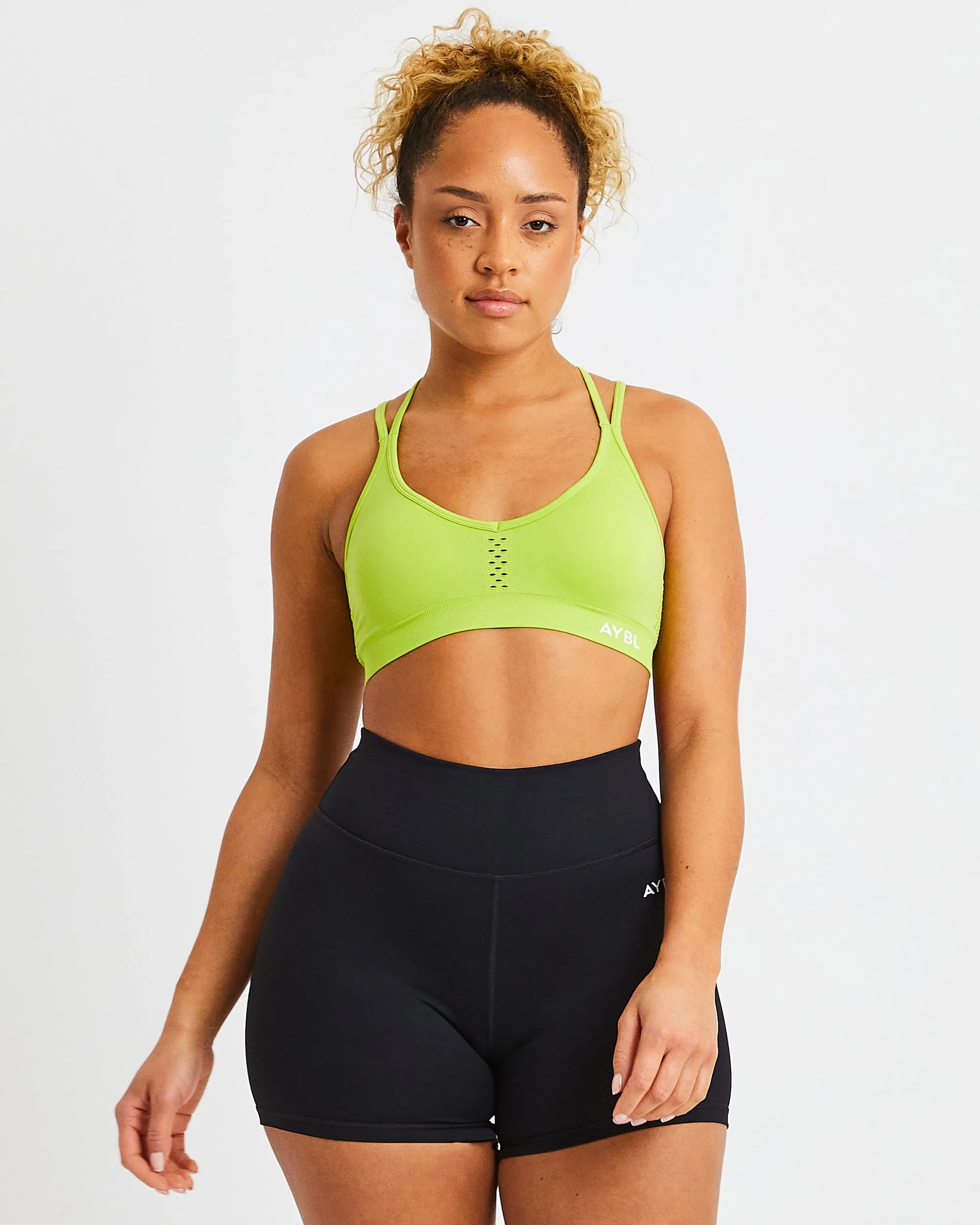 Essential Seamless Strappy Sports Bra - Lime Green sold by AYBL