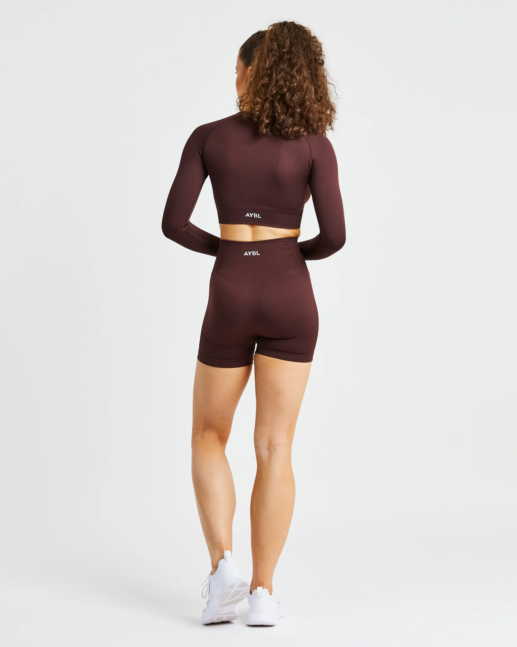 Balance V2 Seamless Long Sleeve Crop Top - Chocolate Brown sold by AYBL product image thumbnail 4