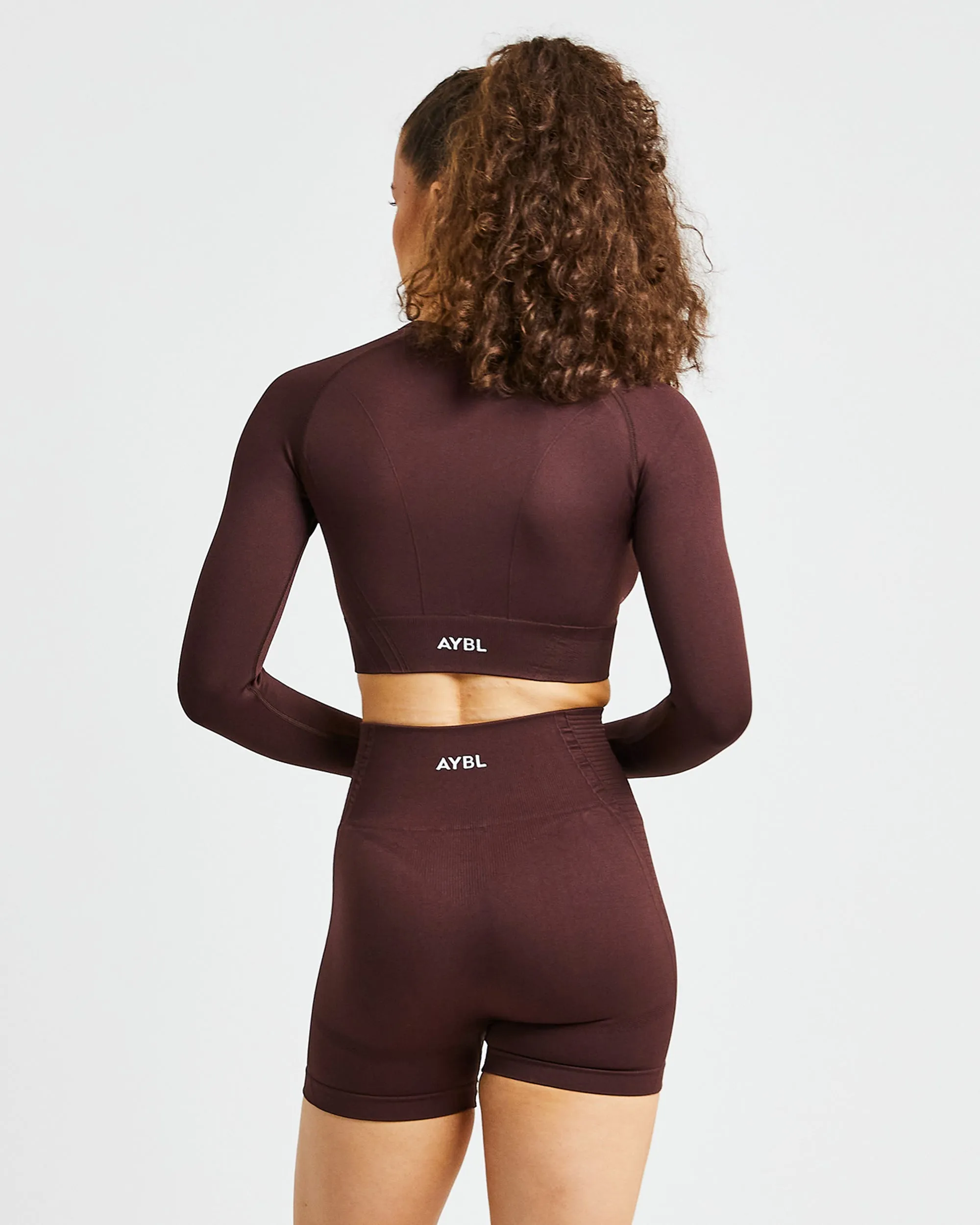 Balance V2 Seamless Long Sleeve Crop Top - Chocolate Brown sold by AYBL product image thumbnail 2