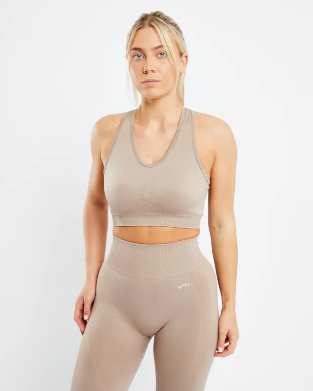 Balance V2 Seamless Sports Bra - Mocha sold by AYBL
