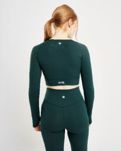 Core Long Sleeve Crop Top - Forest Green sold by AYBL