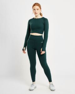 Core Long Sleeve Crop Top - Forest Green sold by AYBL