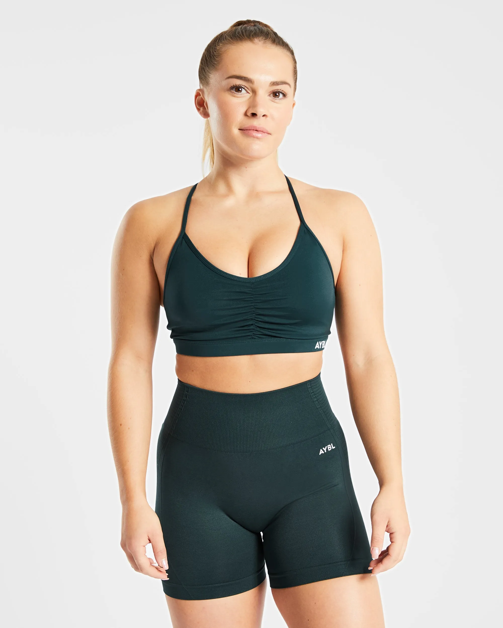 Essential Ruched Sports Bra - Forest Green sold by AYBL