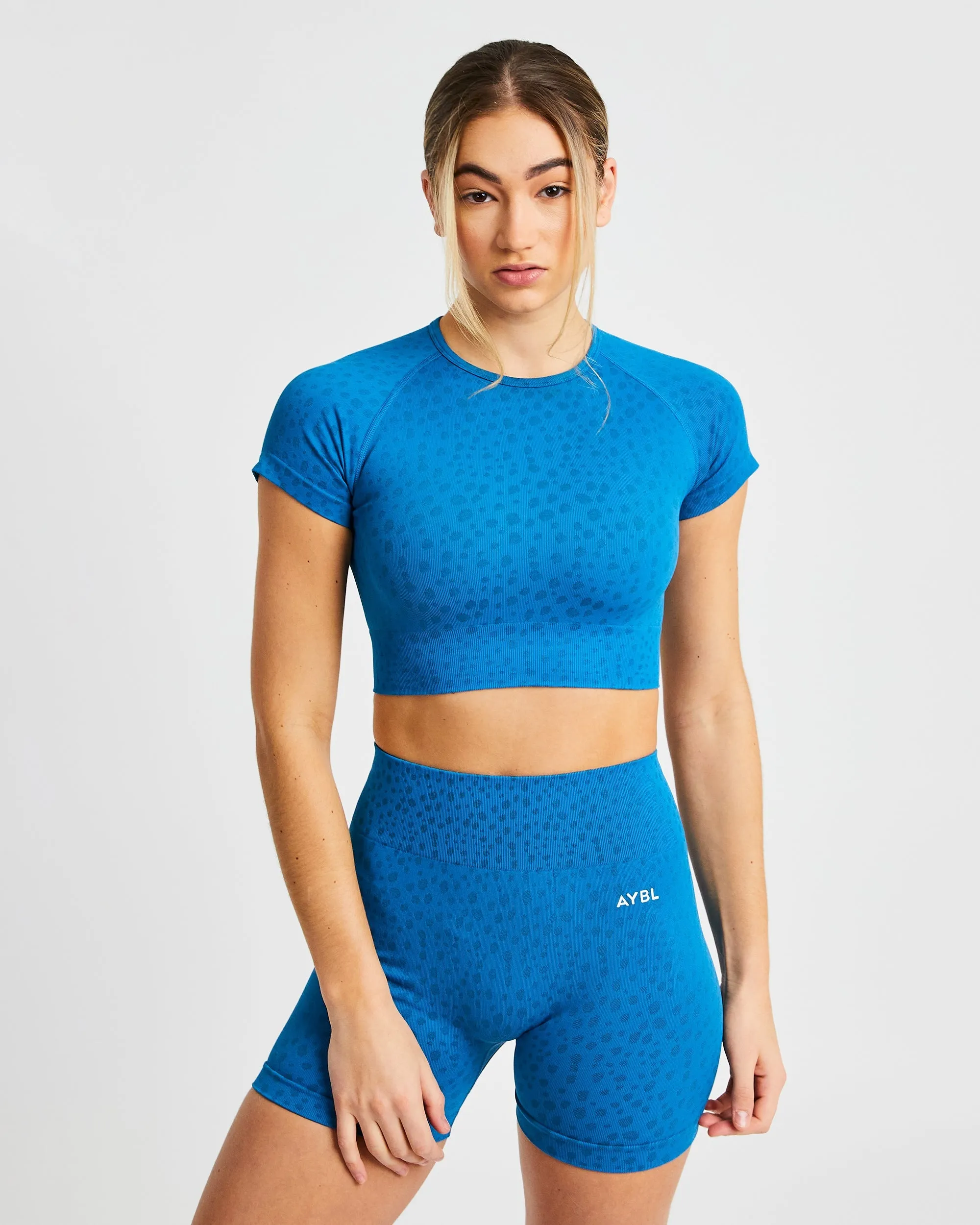 Evolve Speckle Seamless Crop Top - Blue sold by AYBL