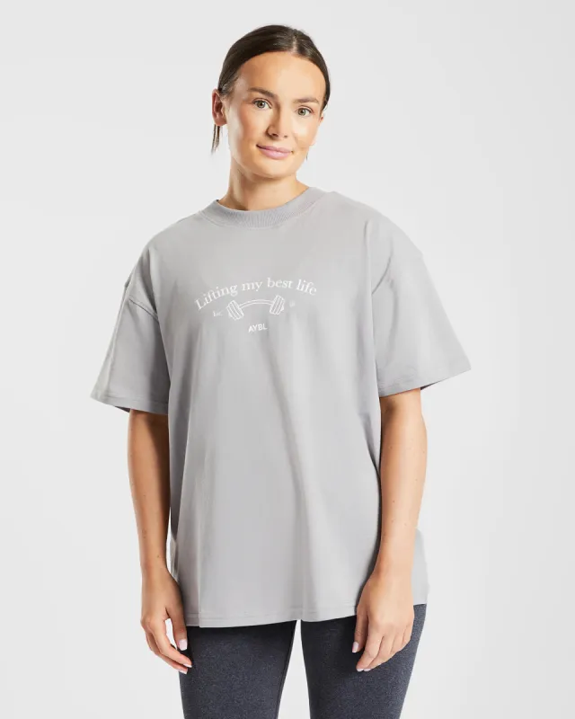 Lifting My Best Life Oversized T Shirt - Grey sold by AYBL