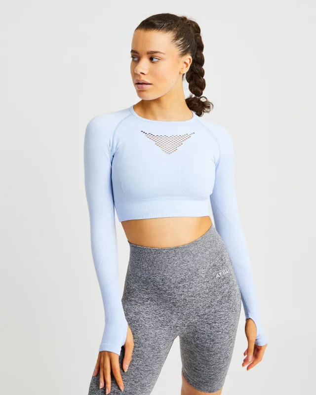 Motion Seamless Long Sleeve Crop Top - Sky Blue sold by AYBL