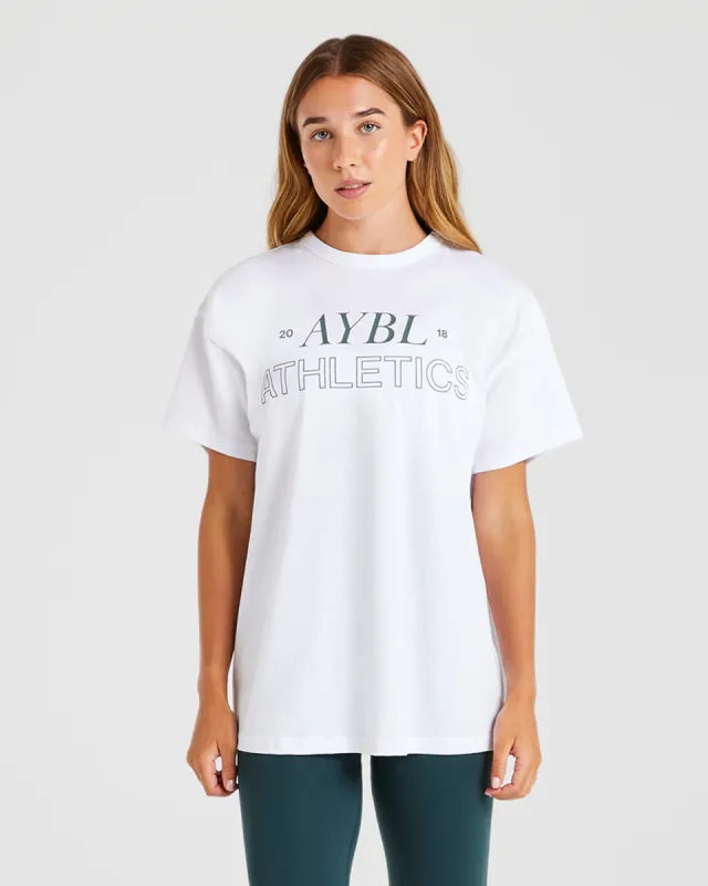 Athletics 18 Oversized T Shirt - White/Dark Green sold by AYBL