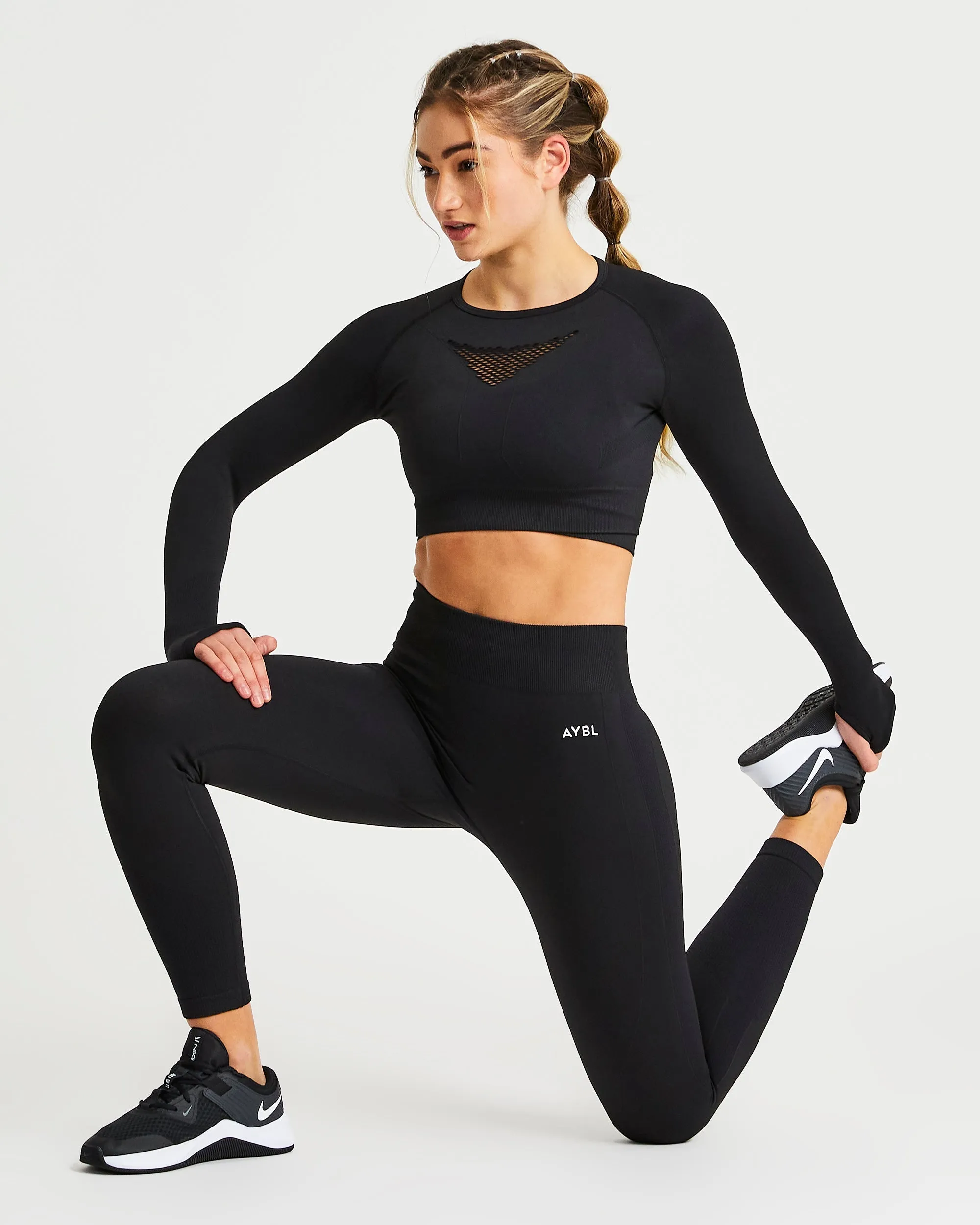 Motion Seamless Long Sleeve Crop Top - Black sold by AYBL product image thumbnail 5