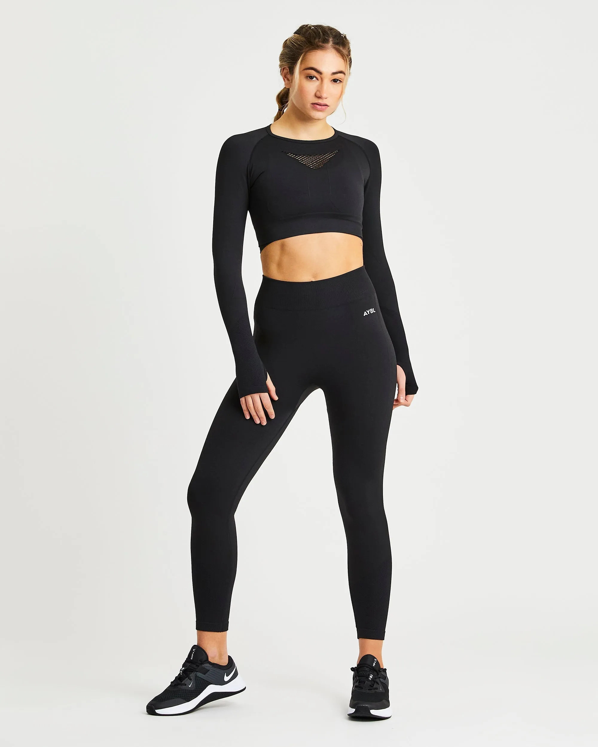 Motion Seamless Long Sleeve Crop Top - Black sold by AYBL product image thumbnail 3