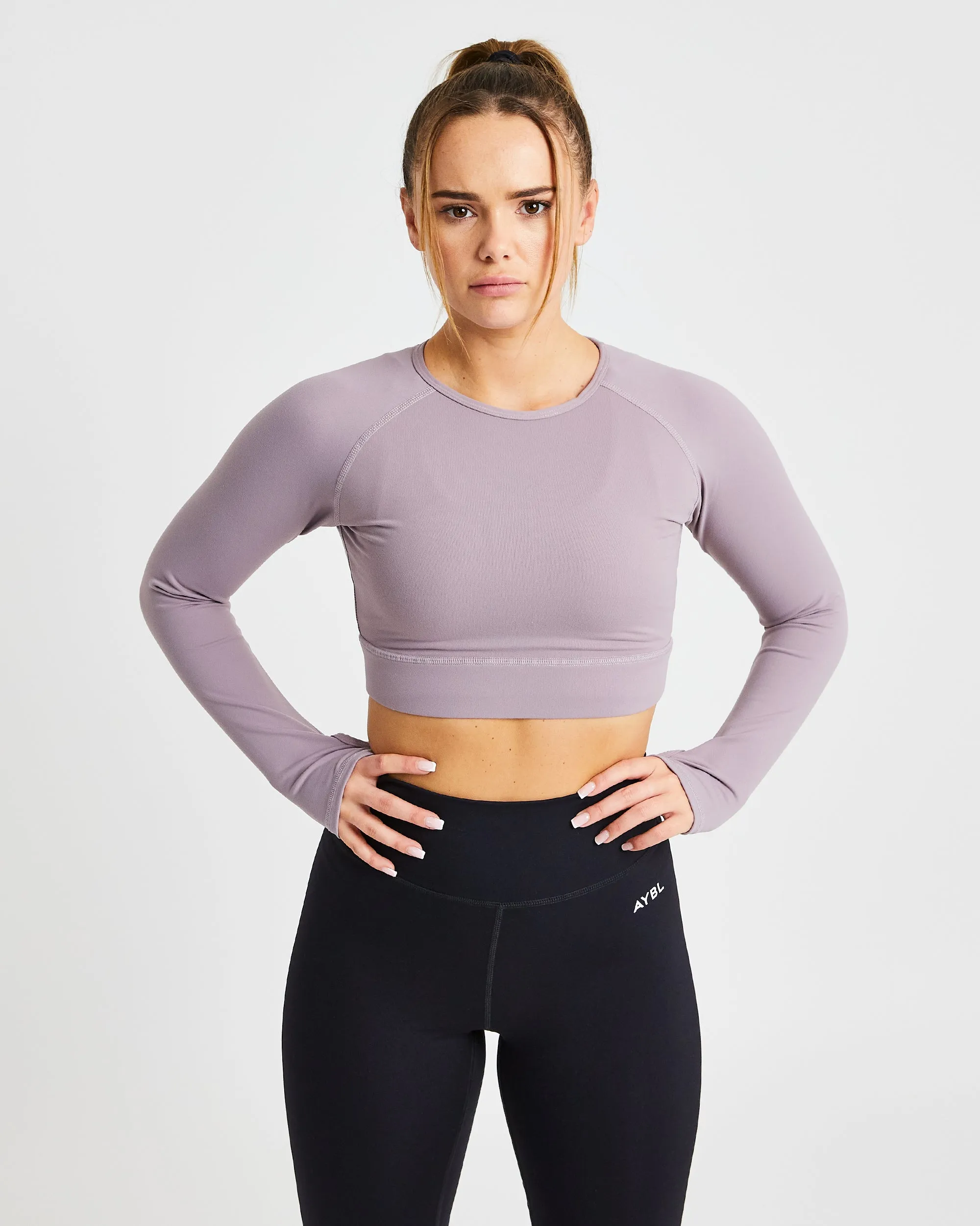 Core Long Sleeve Crop Top - Lavender sold by AYBL