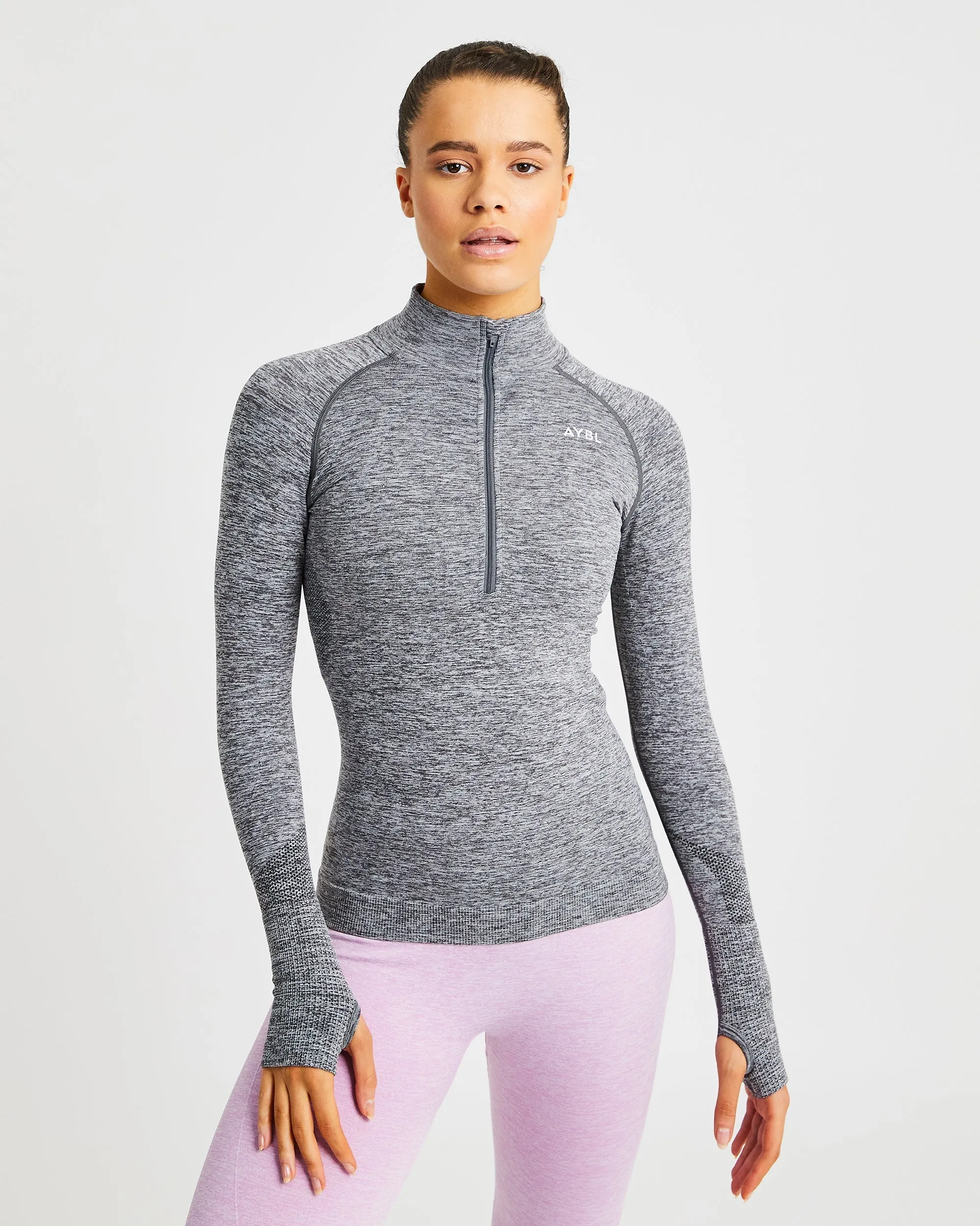 Motion Seamless 1/2 Zip Pullover - Grey Marl sold by AYBL