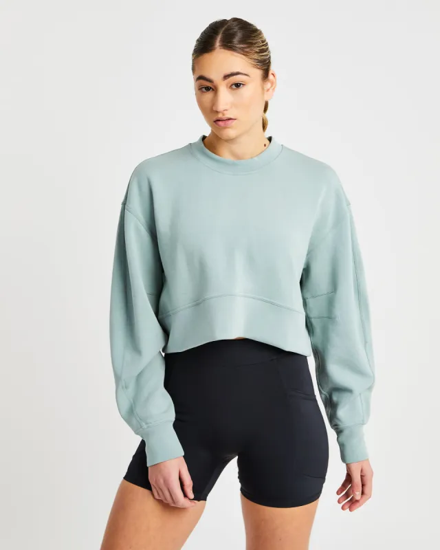 Oversized Crop Jumper - Sage Green sold by AYBL