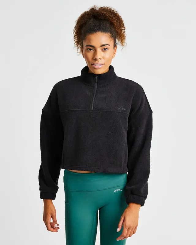 Effortless Oversized Crop Fleece - Black sold by AYBL