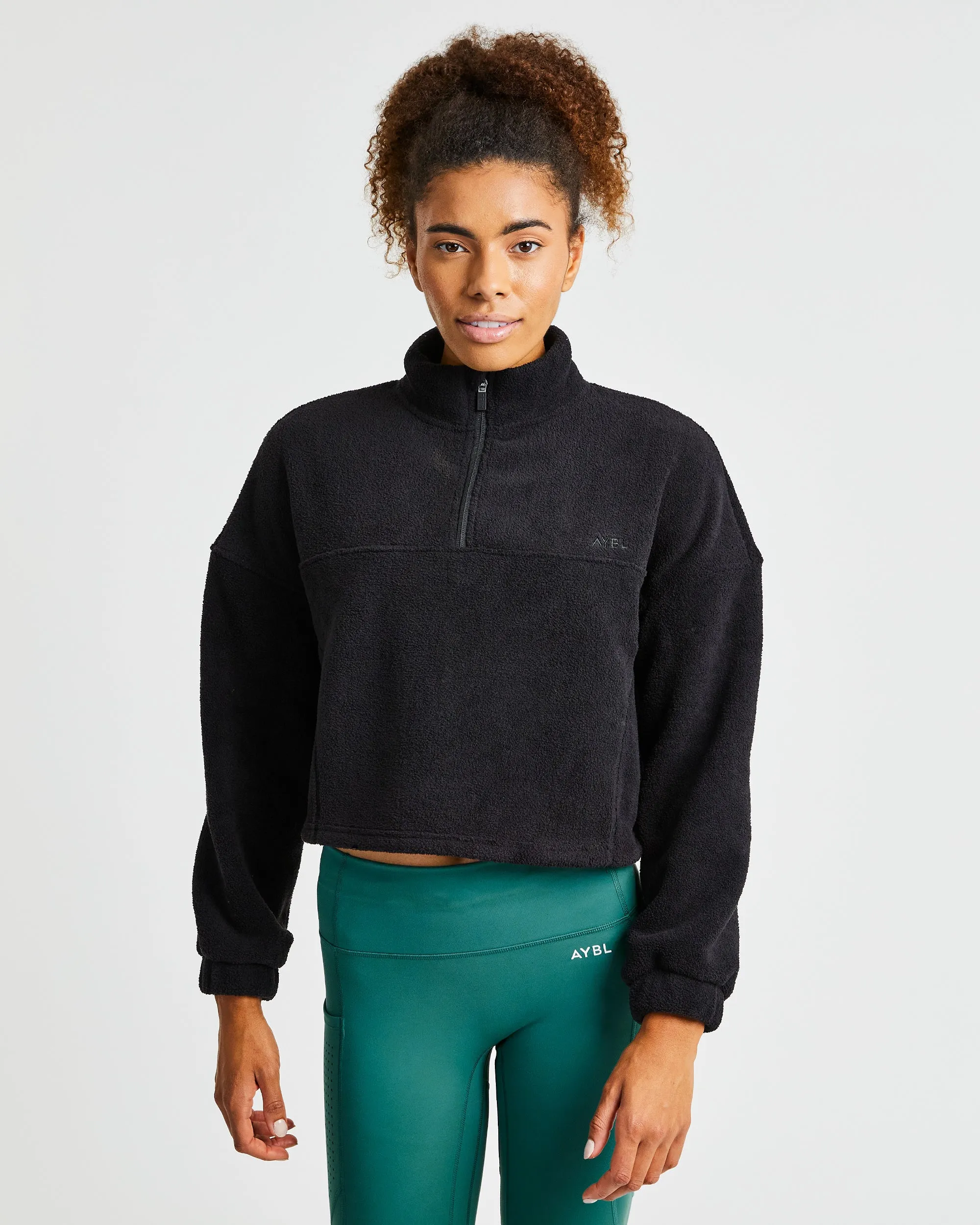 Effortless Oversized Crop Fleece - Black sold by AYBL