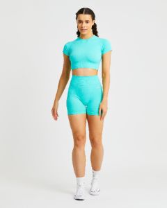 Evolve Speckle Seamless Crop Top - Aqua Green sold by AYBL