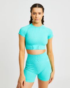 Evolve Speckle Seamless Crop Top - Aqua Green sold by AYBL