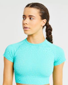 Evolve Speckle Seamless Crop Top - Aqua Green sold by AYBL