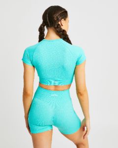 Evolve Speckle Seamless Crop Top - Aqua Green sold by AYBL