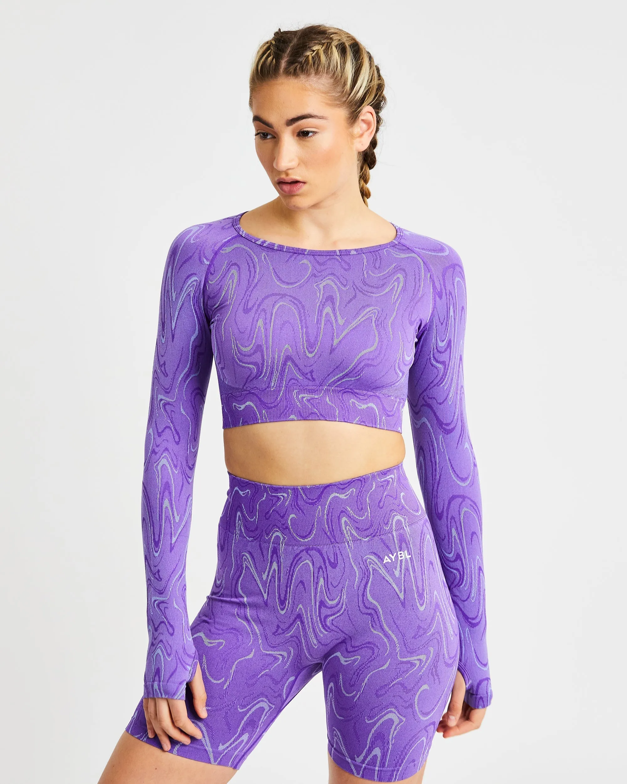 Velocity Seamless Long Sleeve Crop Top - Purple sold by AYBL
