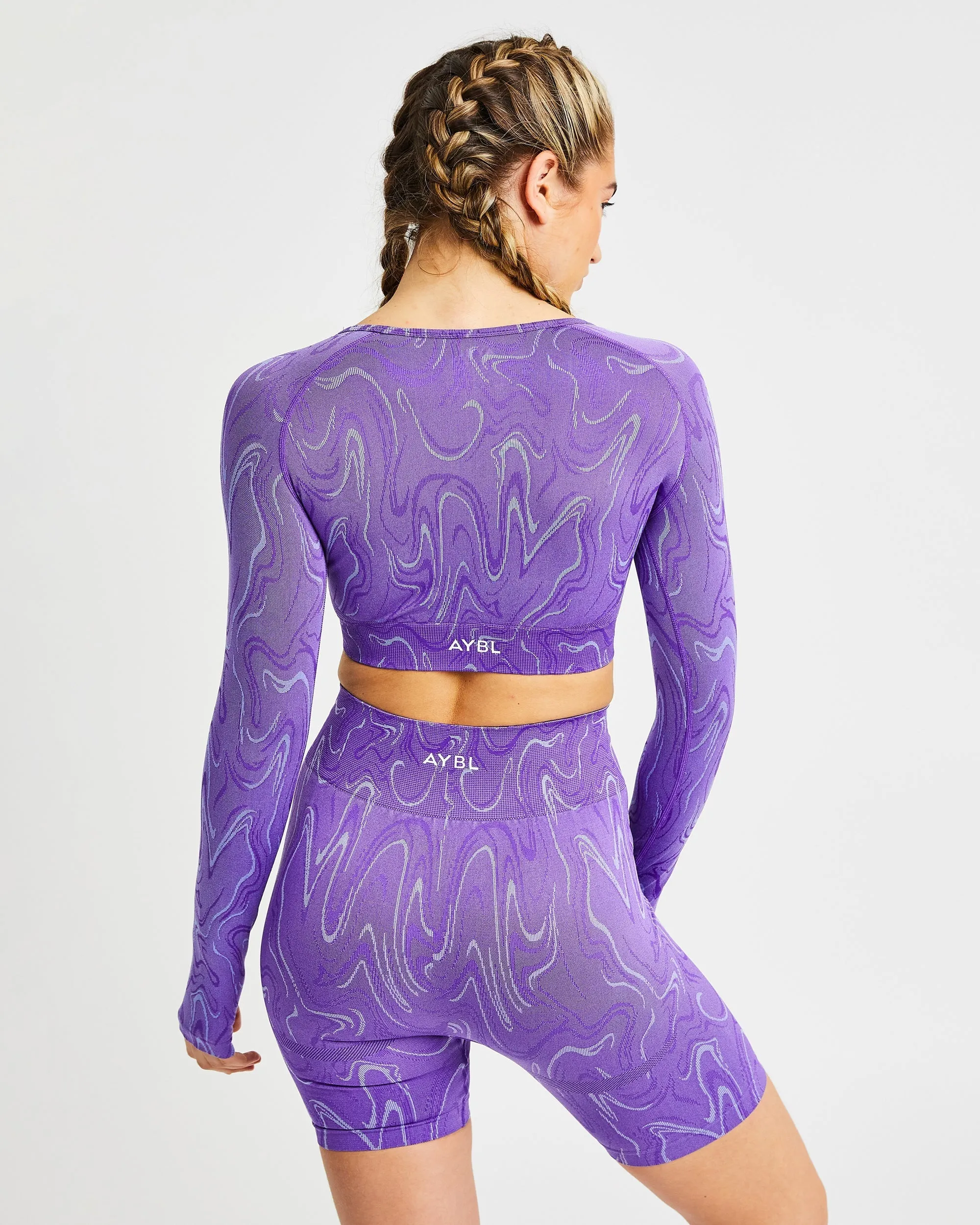 Velocity Seamless Long Sleeve Crop Top - Purple sold by AYBL product image thumbnail 2