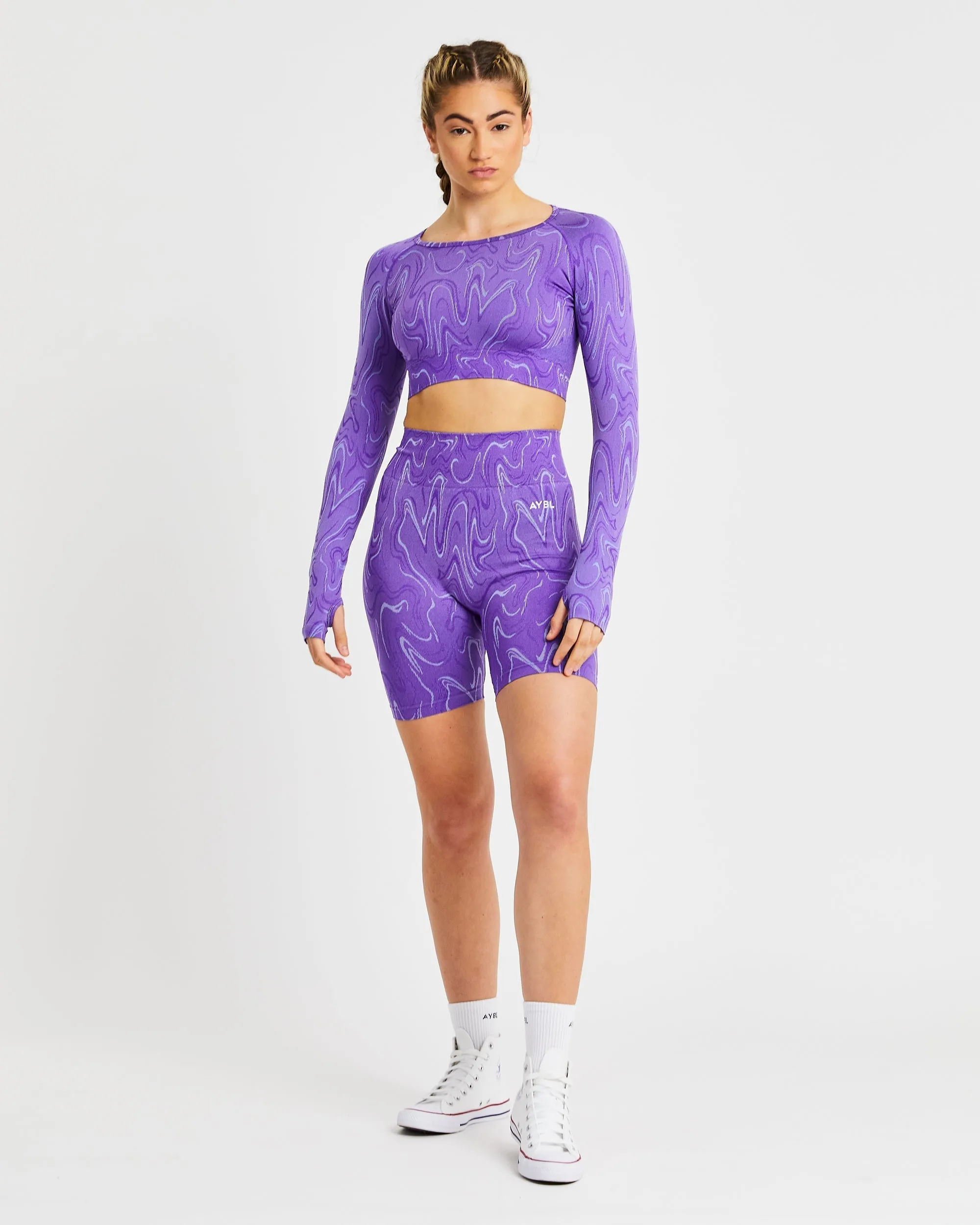 Velocity Seamless Long Sleeve Crop Top - Purple sold by AYBL product image thumbnail 3