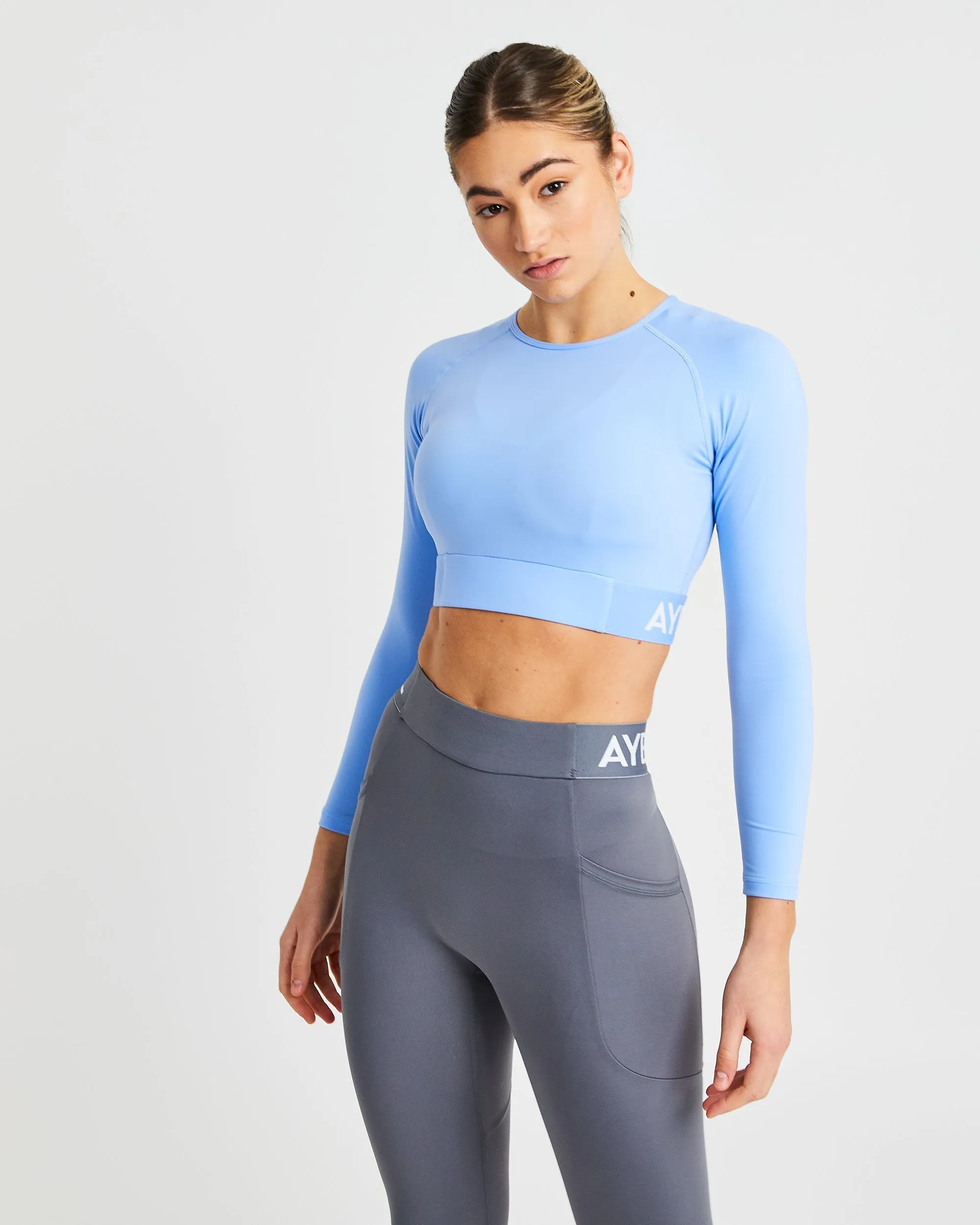 Training Long Sleeve Crop Top - Blue sold by AYBL
