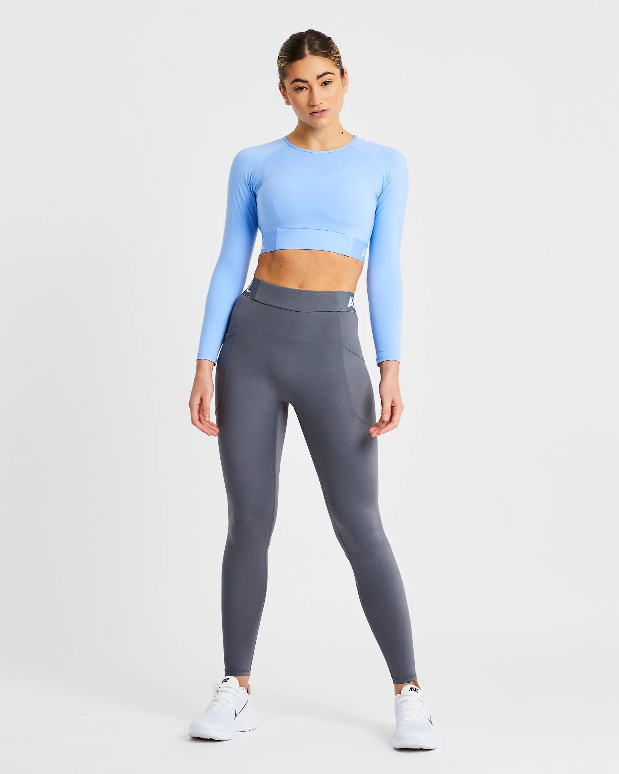 Training Long Sleeve Crop Top - Blue sold by AYBL product image thumbnail 3
