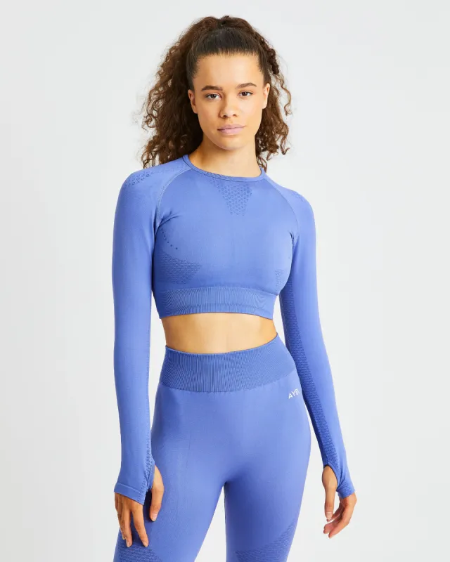 Ignite Seamless Long Sleeve Crop Top - Flame Blue sold by AYBL