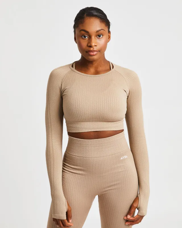 Luxe Seamless Long Sleeve Crop Top - Mocha sold by AYBL