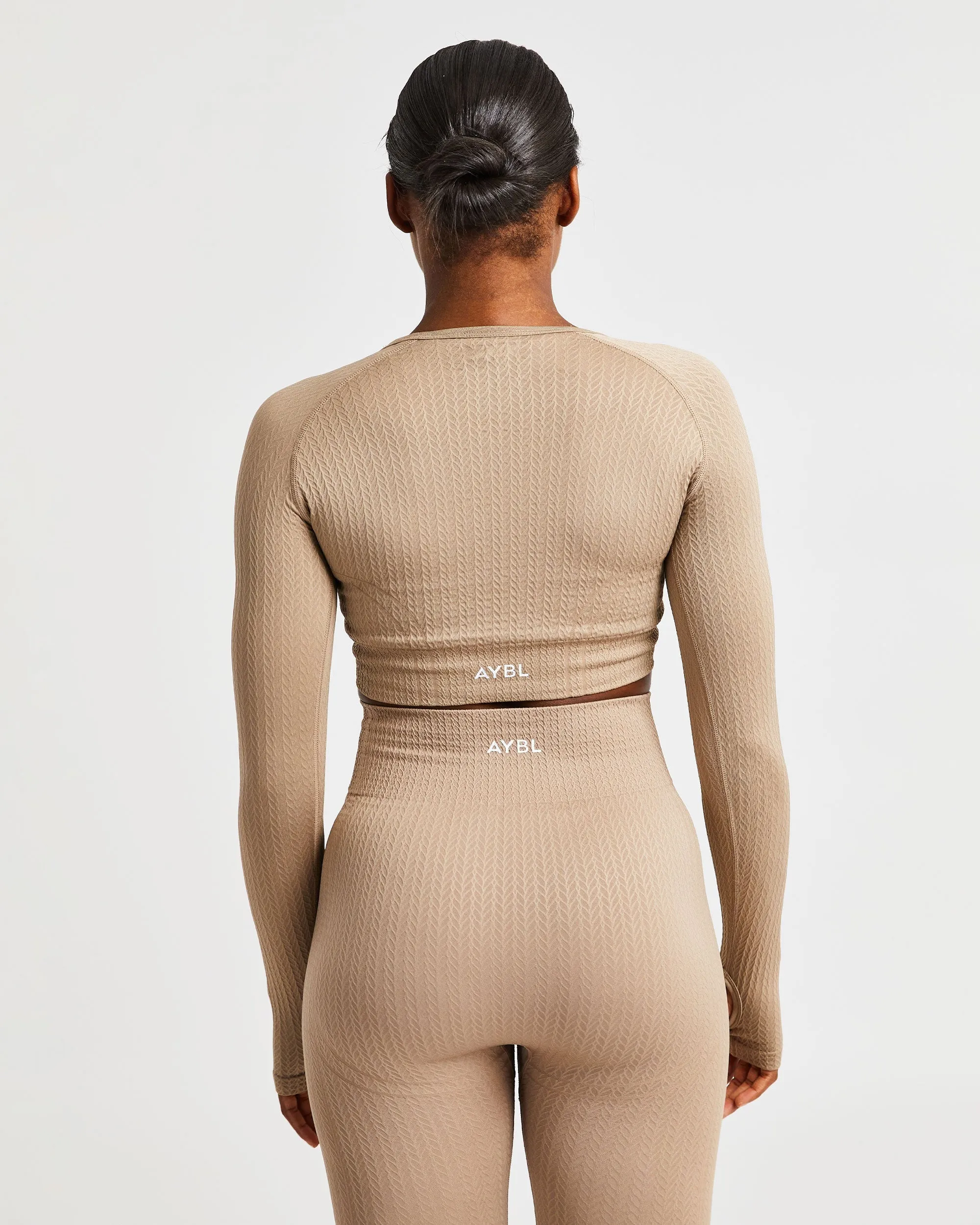 Luxe Seamless Long Sleeve Crop Top - Mocha sold by AYBL product image thumbnail 2