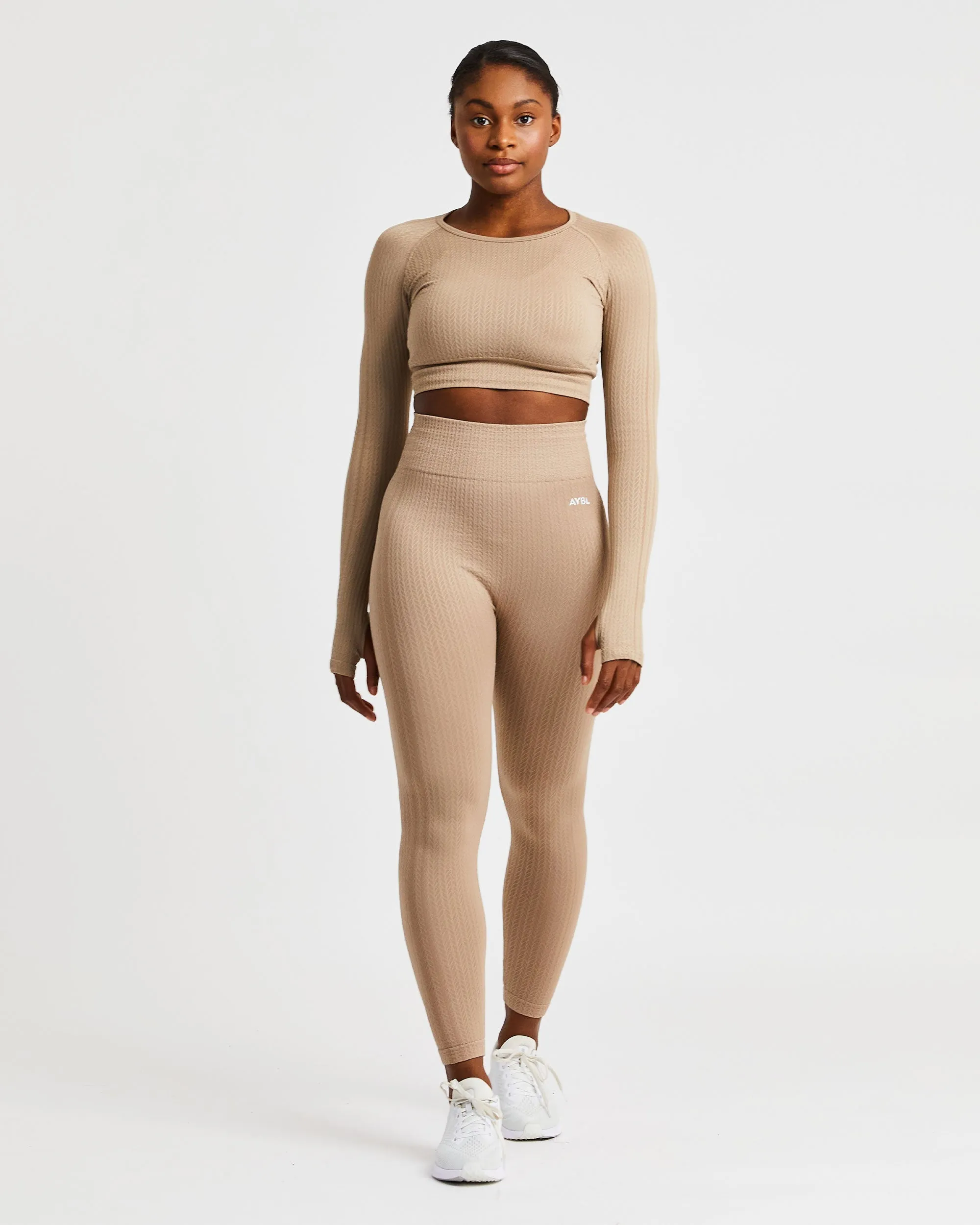 Luxe Seamless Long Sleeve Crop Top - Mocha sold by AYBL product image thumbnail 3