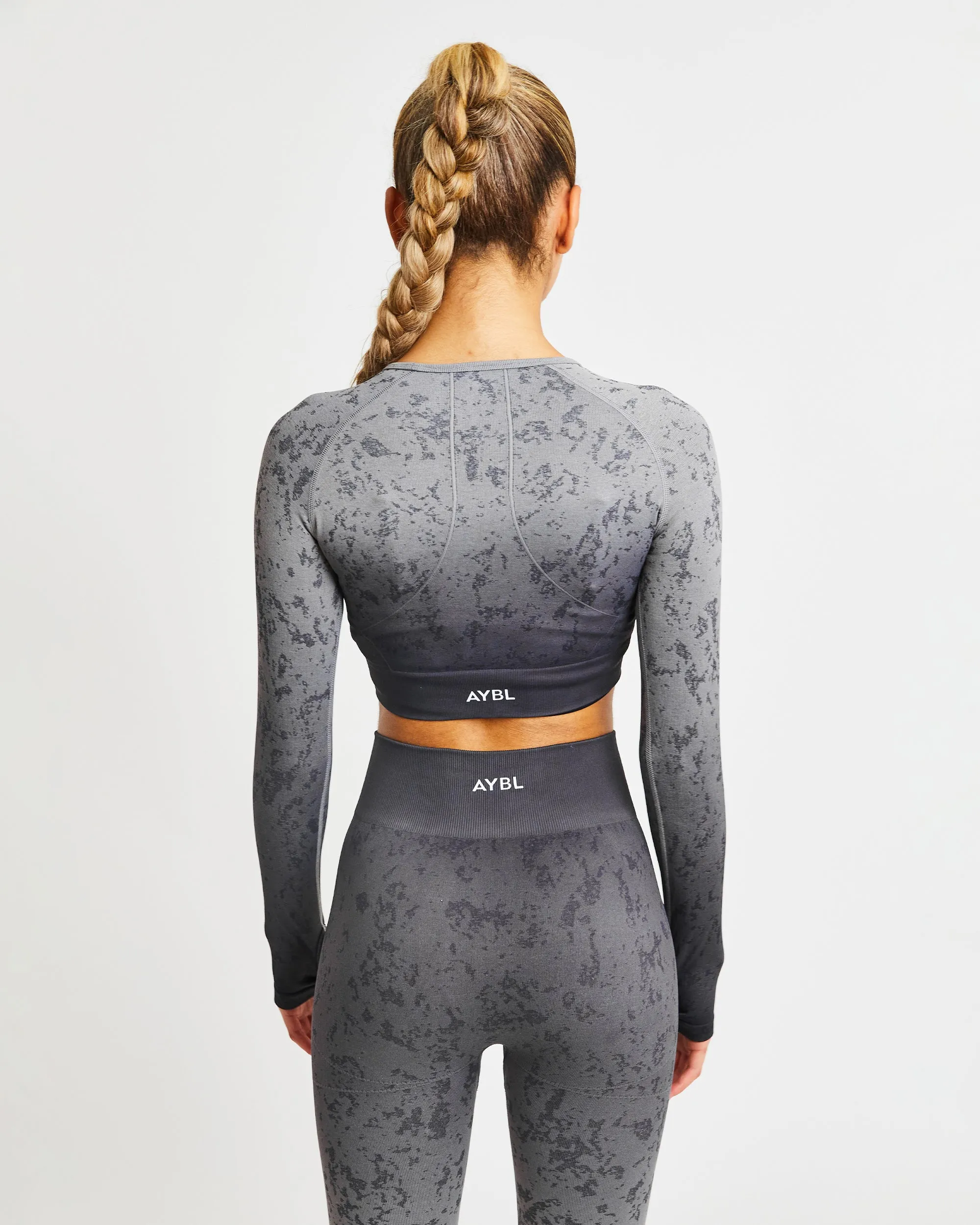 Flare Seamless Long Sleeve Crop Top - Grey sold by AYBL product image thumbnail 2