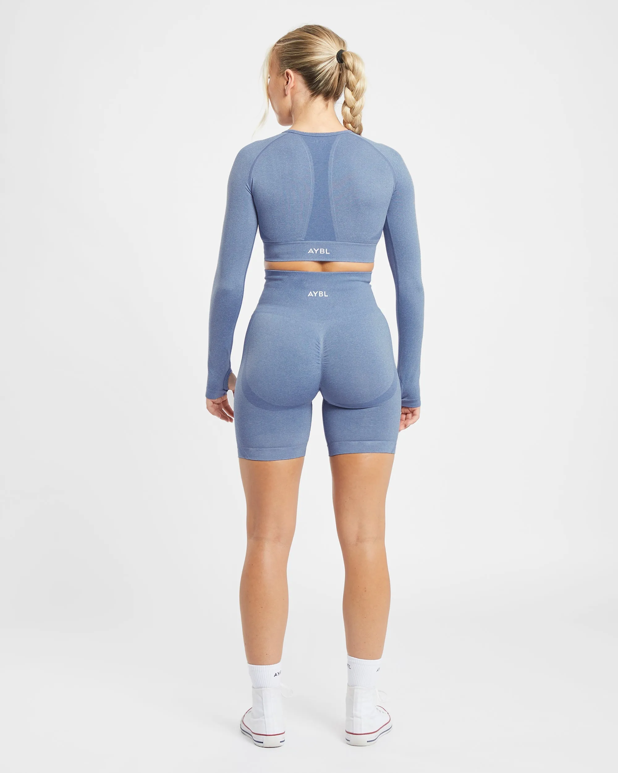 Empower Seamless Long Sleeve Crop Top - Blue Marl sold by AYBL product image thumbnail 4