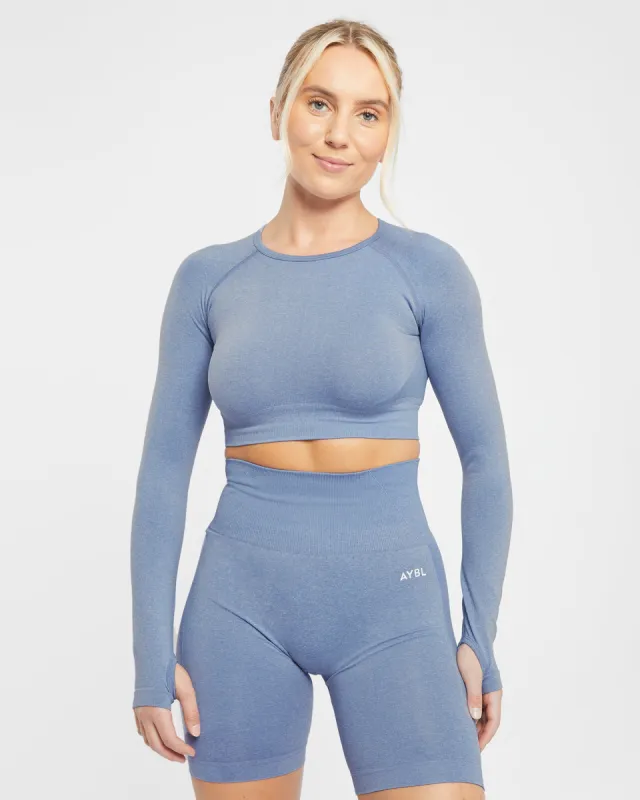 Empower Seamless Long Sleeve Crop Top - Blue Marl sold by AYBL