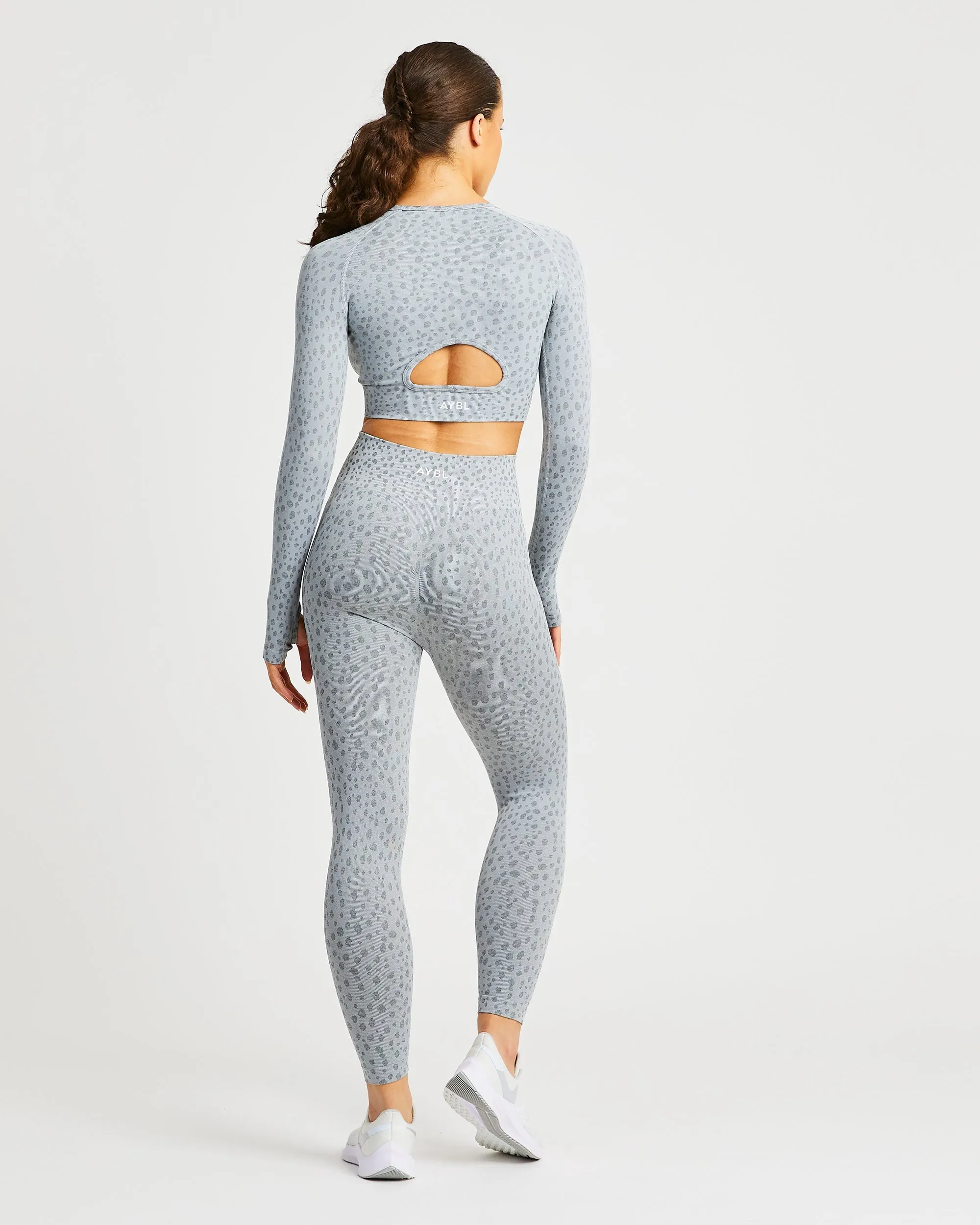 Evolve Speckle Seamless Long Sleeve Crop Top - Light Grey sold by AYBL product image thumbnail 4