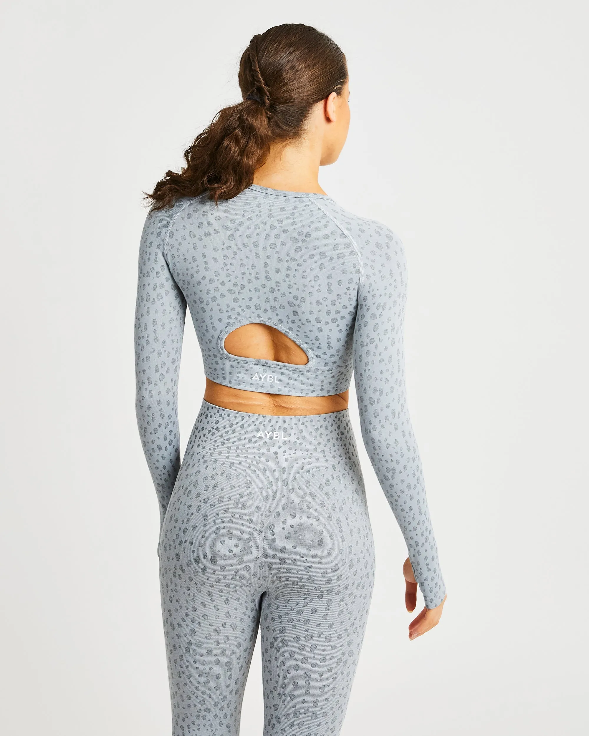Evolve Speckle Seamless Long Sleeve Crop Top - Light Grey sold by AYBL product image thumbnail 2