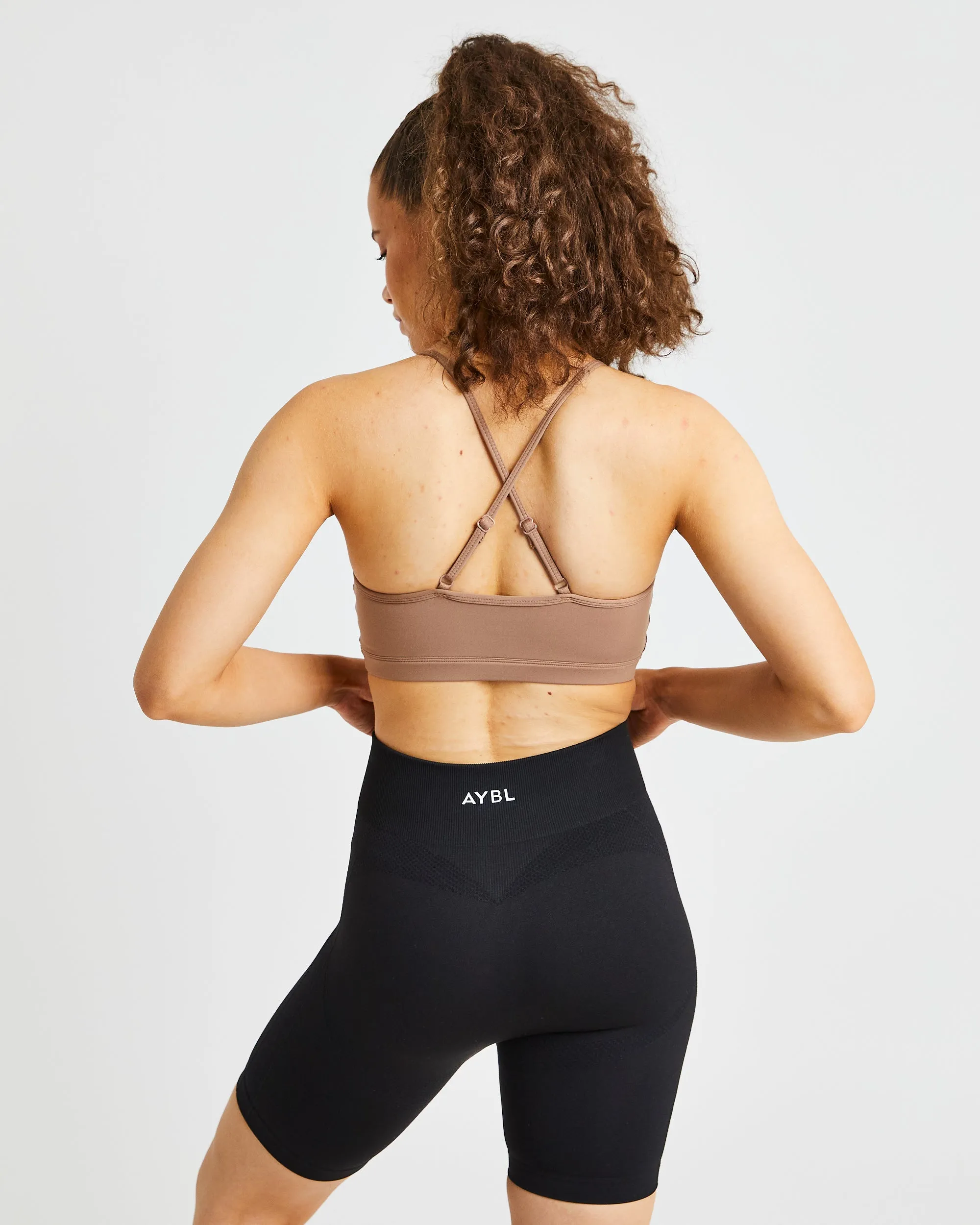 Essential V Neck Sports Bra - Brown sold by AYBL product image thumbnail 2