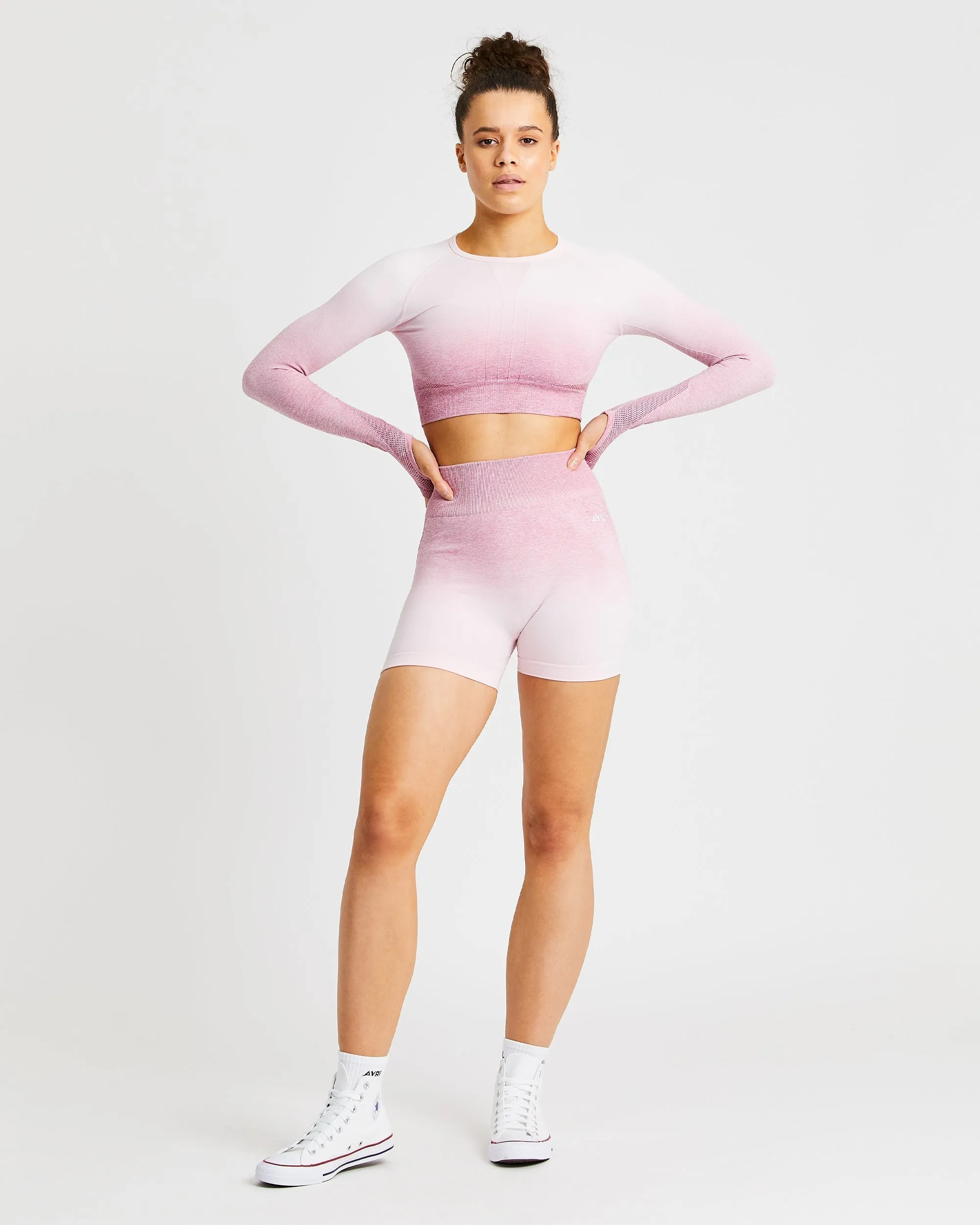 Pulse Ombré Seamless Long Sleeve Crop Top - Pink sold by AYBL product image thumbnail 3