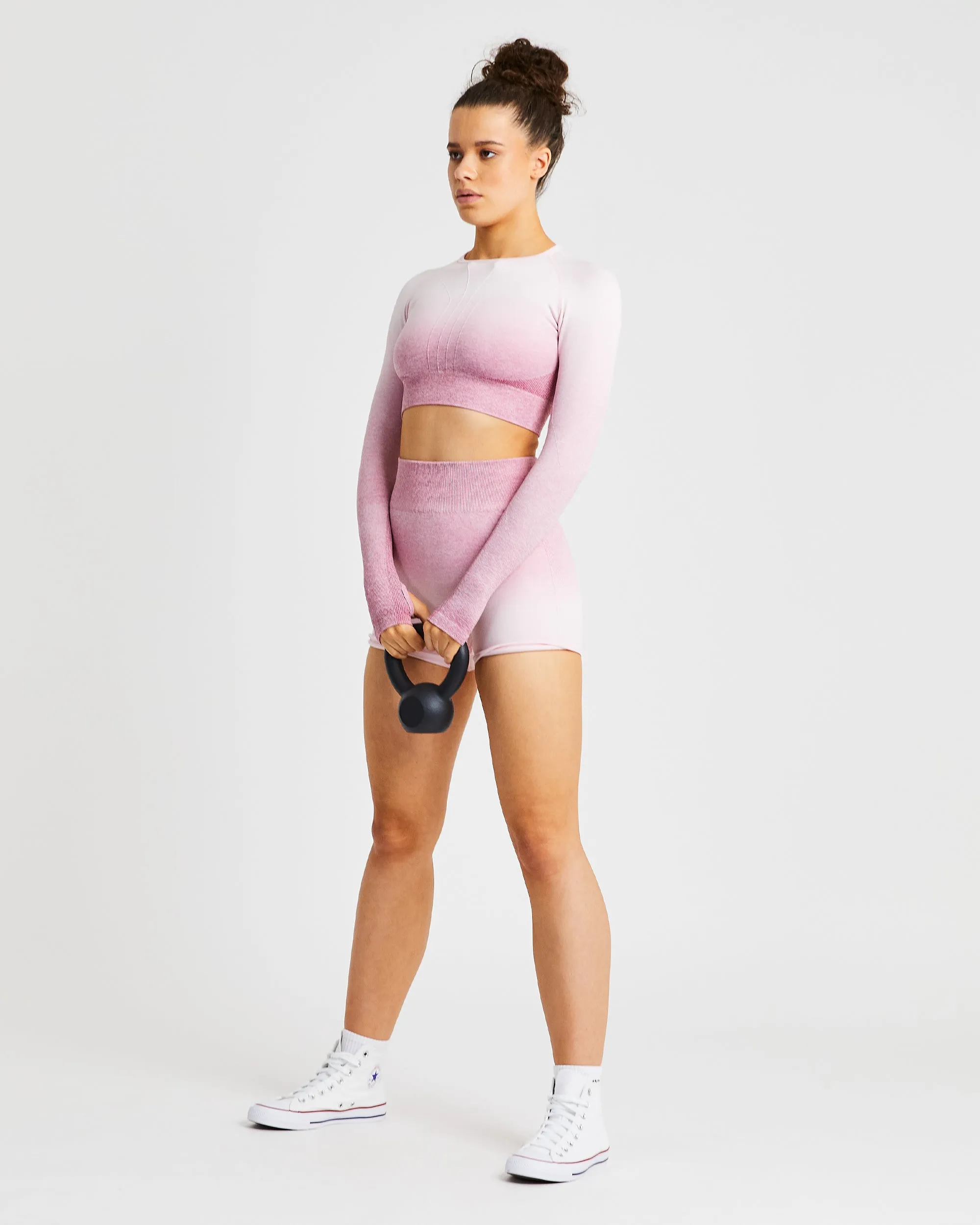 Pulse Ombré Seamless Long Sleeve Crop Top - Pink sold by AYBL product image thumbnail 5