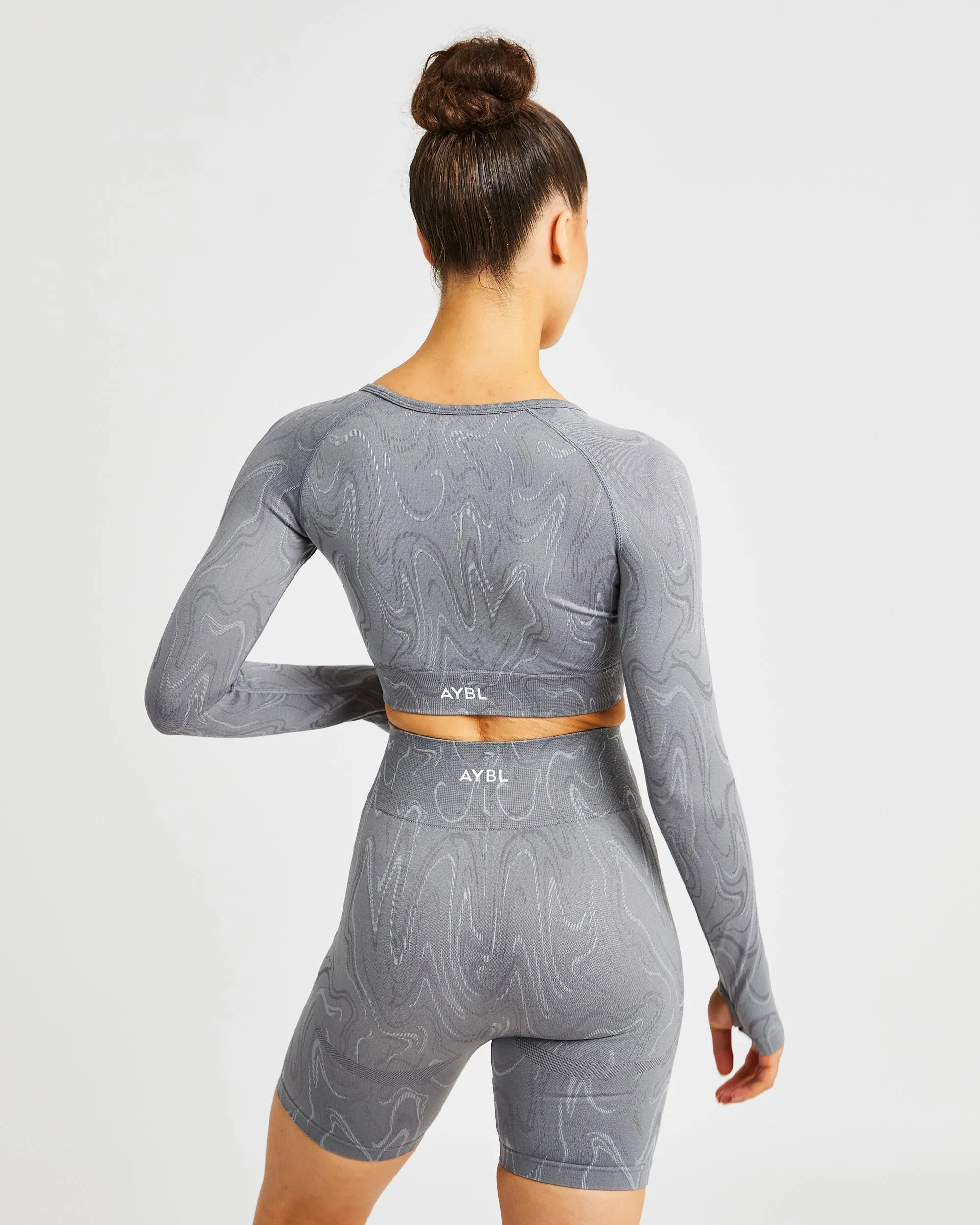 Velocity Seamless Long Sleeve Crop Top - Grey sold by AYBL product image thumbnail 2